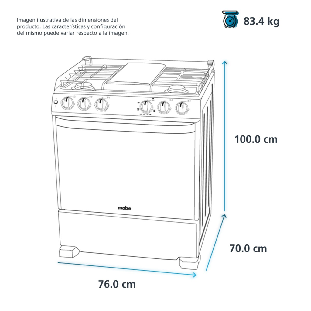 Estufa de gas 5 quemadores IO MABE IO7686FES0