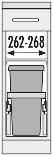 Bote basurero extraíble EURO CARGO-ST para gabinete de 300 mm. Cap total 30 L/ 1 bote de 30 L