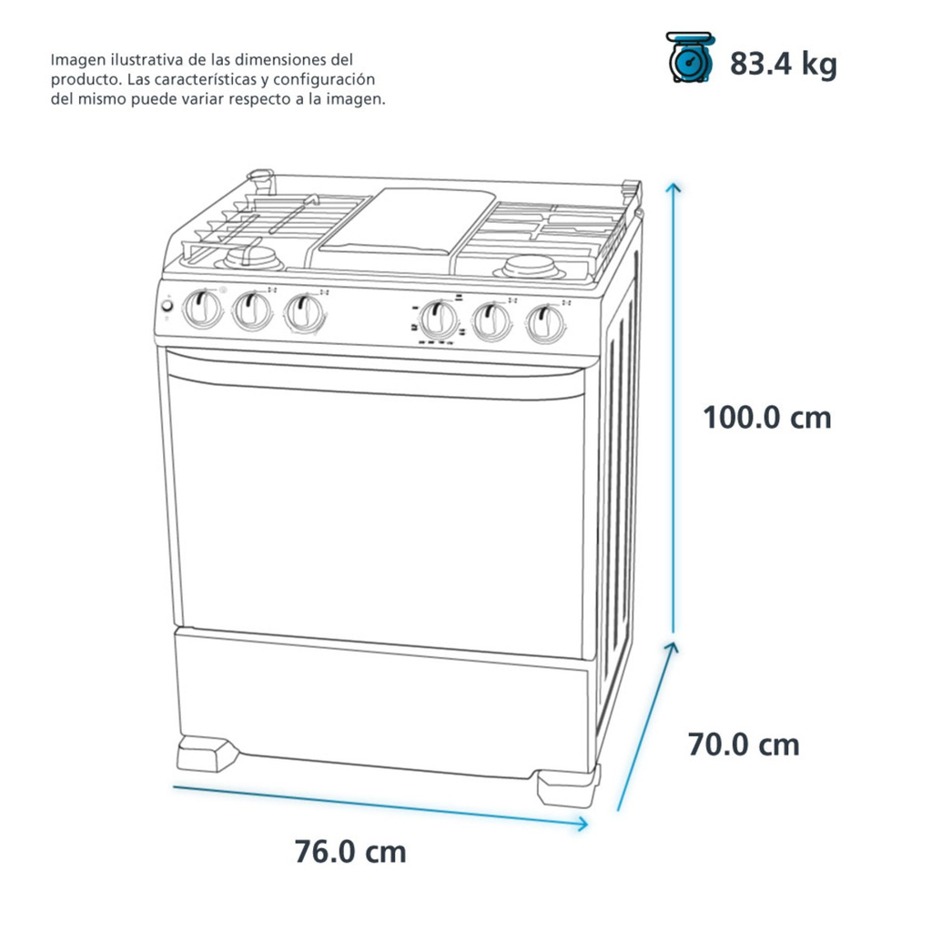 Estufa a Gas 5 Quemadores IO MABE IO7686SS0